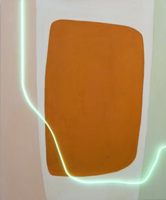Orange Wedge - large, bright, abstract acrylic and neon light element on canvas