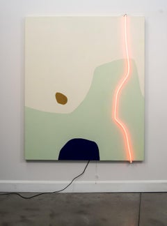 Wander - large, bright, pastel abstract acrylic and neon light element on canvas