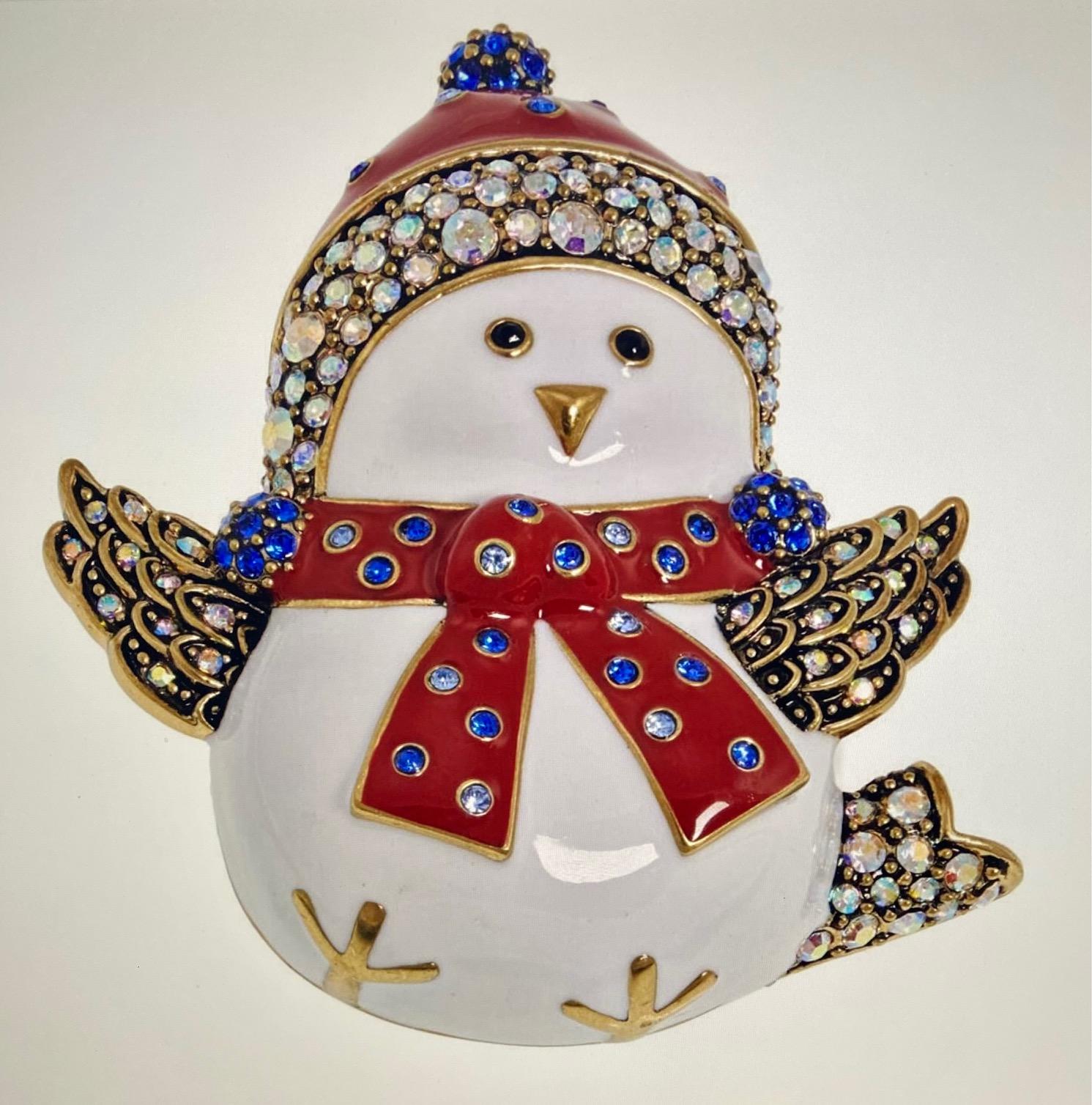 Modern Heidi Daus Baby Snow Bird Crystal Accented Brooch Pin For Sale