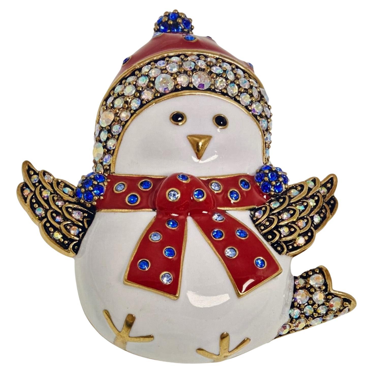 Heidi Daus Baby Snow Bird Crystal Accented Brooch Pin For Sale