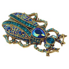 Heidi Daus Beetle Mania Crystal Accented Beetle Pin Brooch