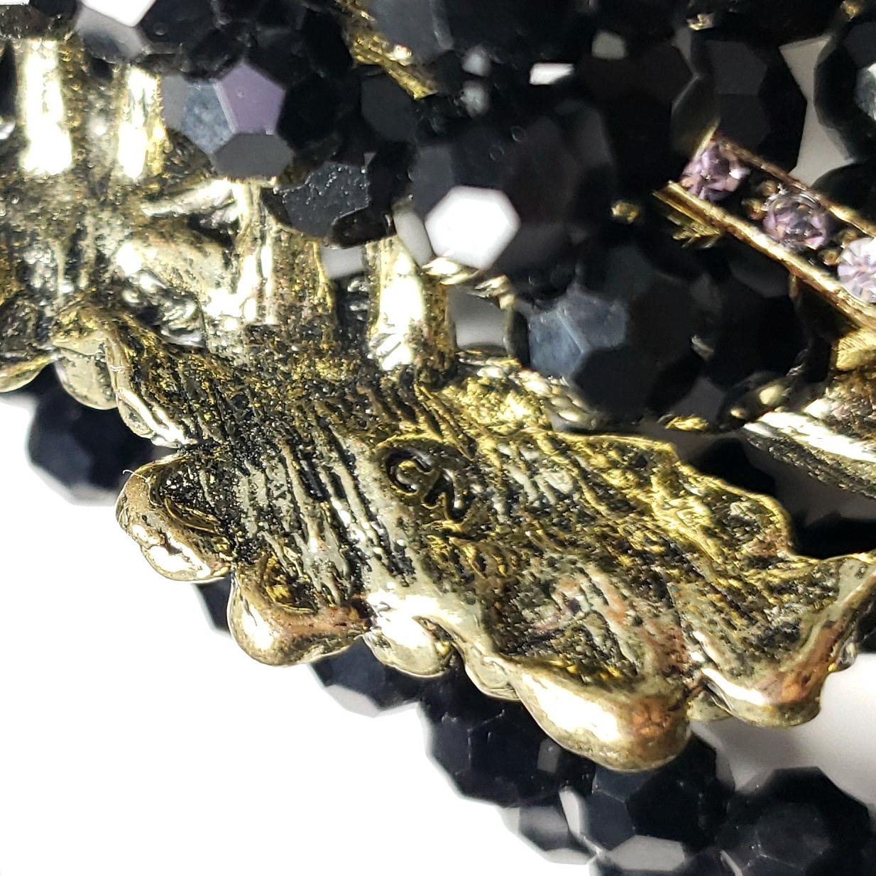 Heidi Daus Best in Bows Multi Strand Collar Necklace, Black and Clear Crystals In New Condition For Sale In Milford, DE