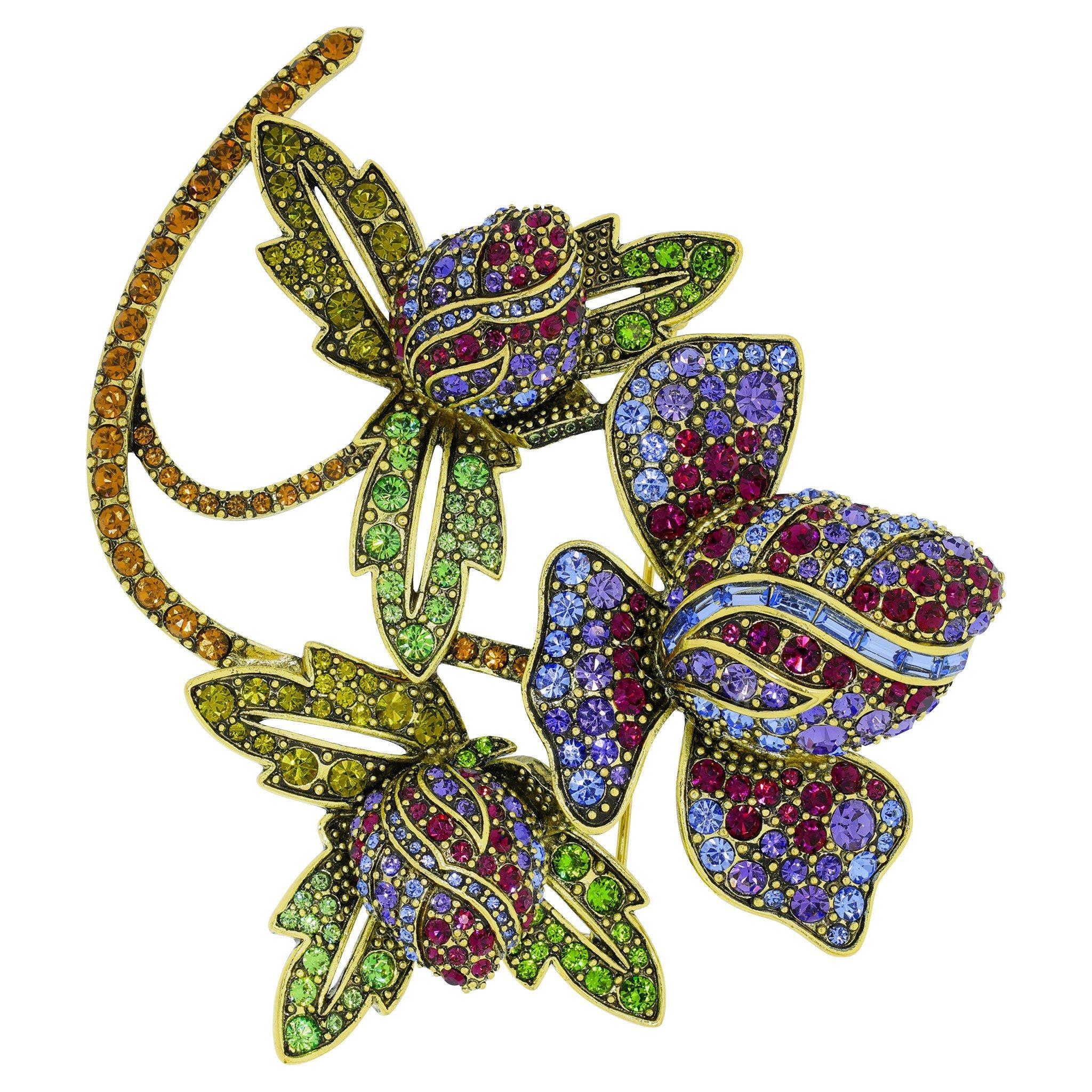 Modern Heidi Daus Bloom in Love Flower Crystal Accented Pin Brooch For Sale