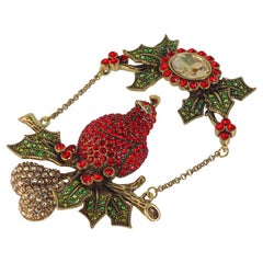 Heidi Daus Brand New First Day of Christmas Crystal Bird On a Swing Pin Brooch