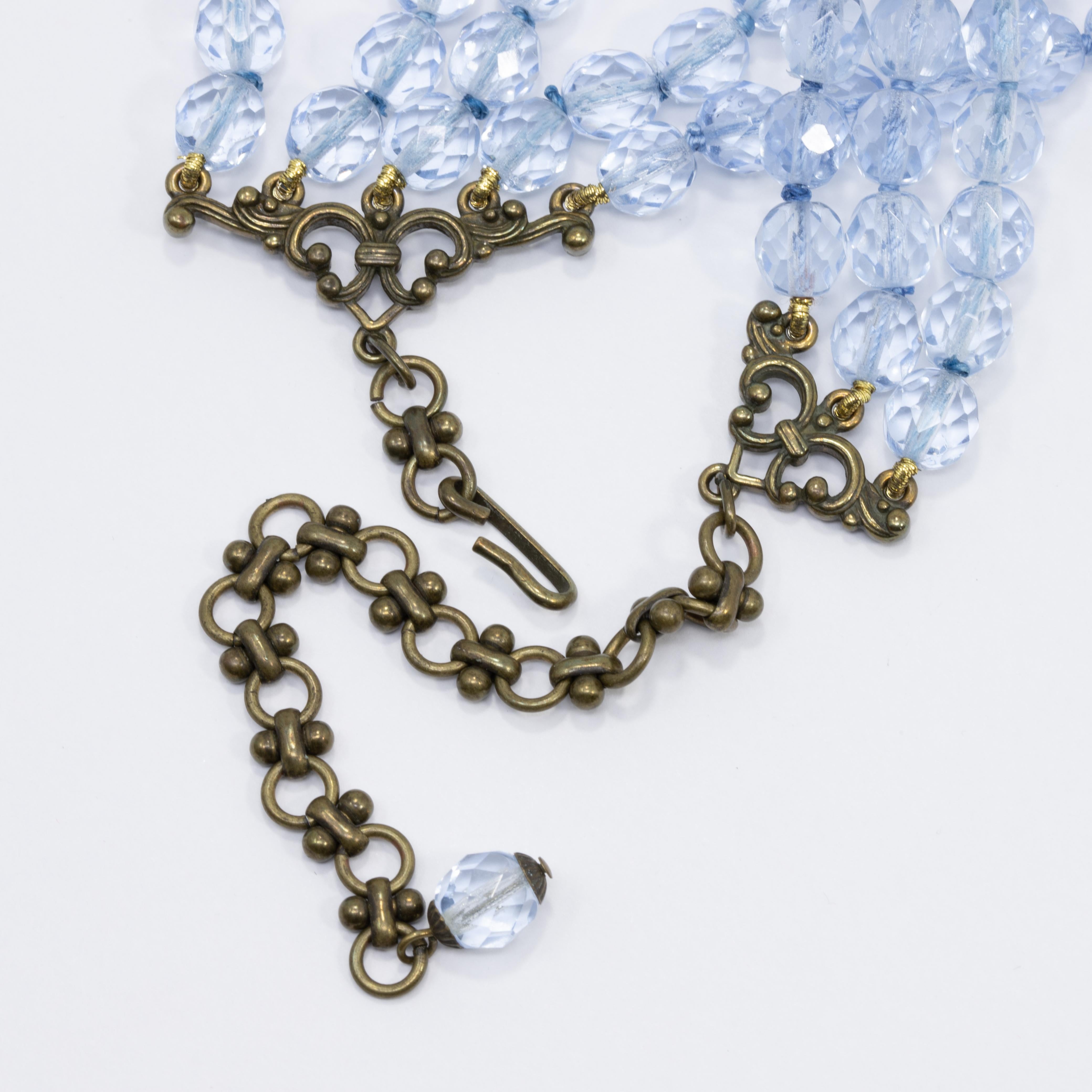 Women's or Men's Heidi Daus Cascading Aquamarine Crystal Multi Strand Drop Lavalier Necklace For Sale