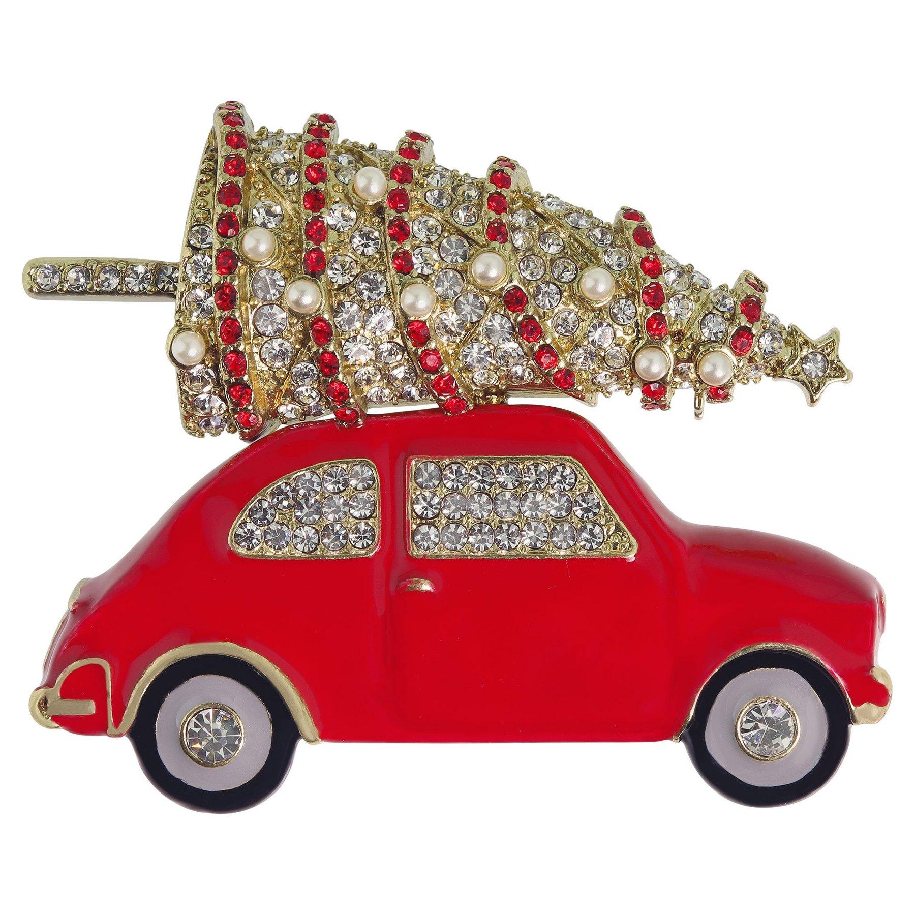 Heidi Daus Christmas Haul Crystal & Enamel Holiday Pin Brooch For Sale