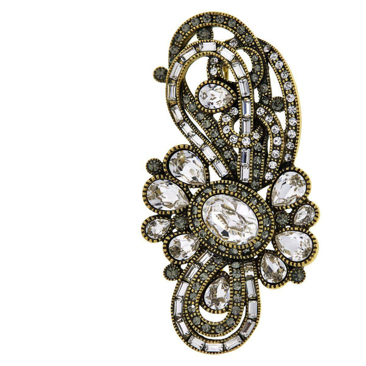 Heidi Daus Classically Curated Crystal Accented Pin Brooch In New Condition For Sale In Houston, TX