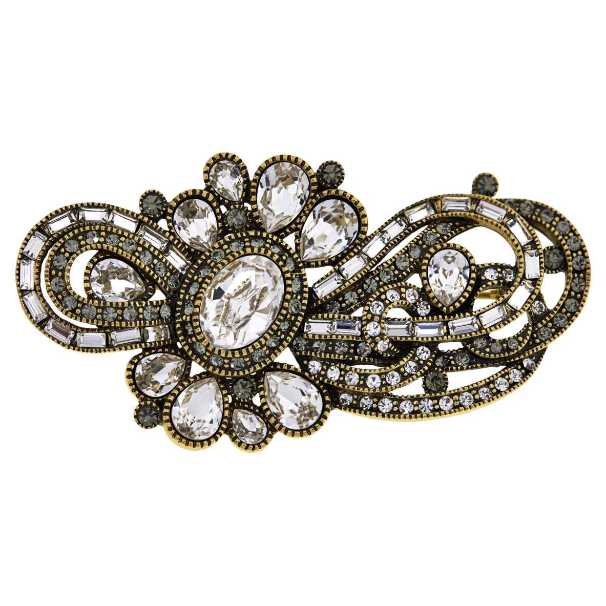 Heidi Daus Classically Curated Crystal Accented Pin Brooch For Sale