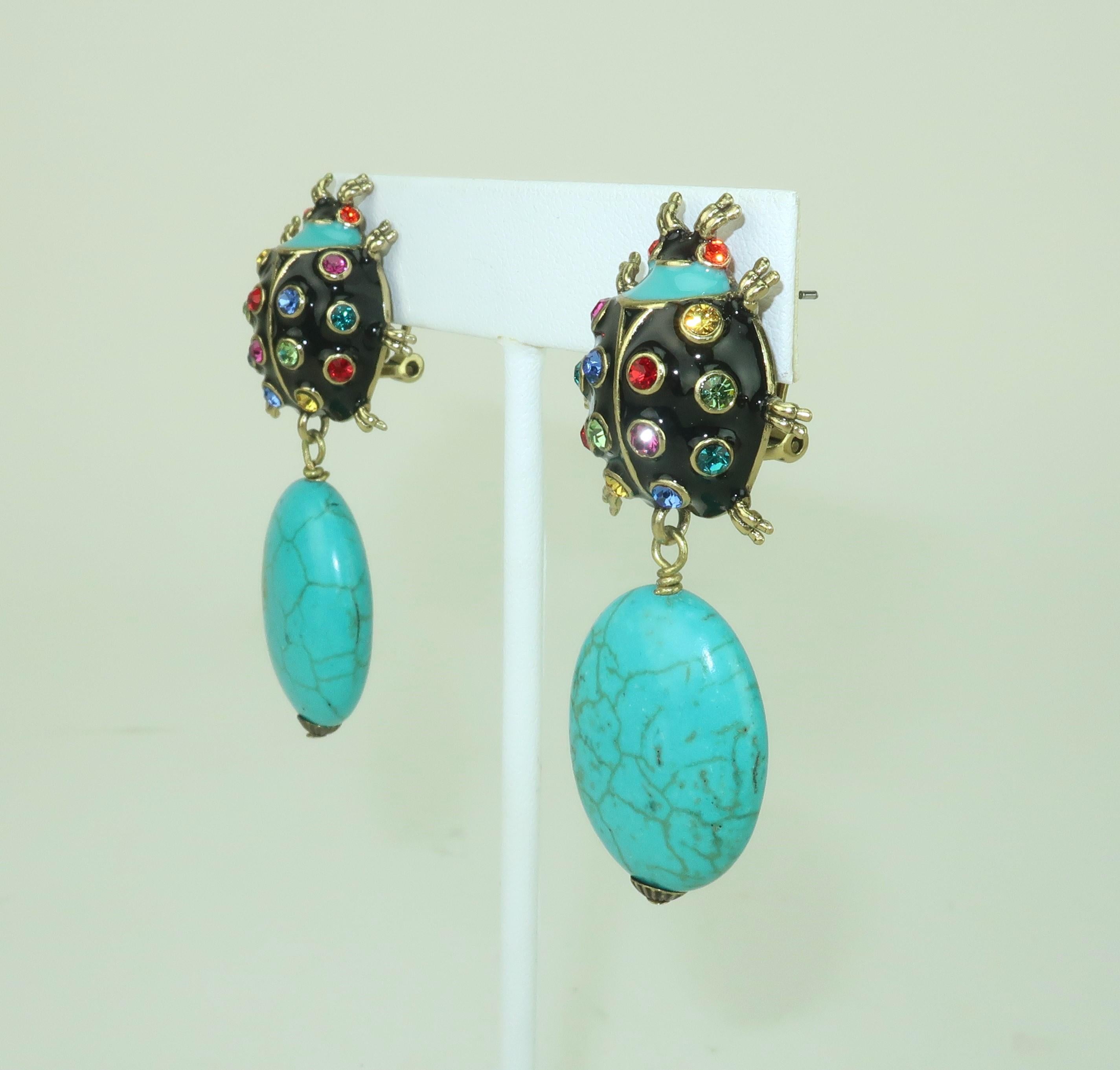 Modern HEIDI DAUS ‘Critter Couture’ Ladybug Dangle Earrings For Sale