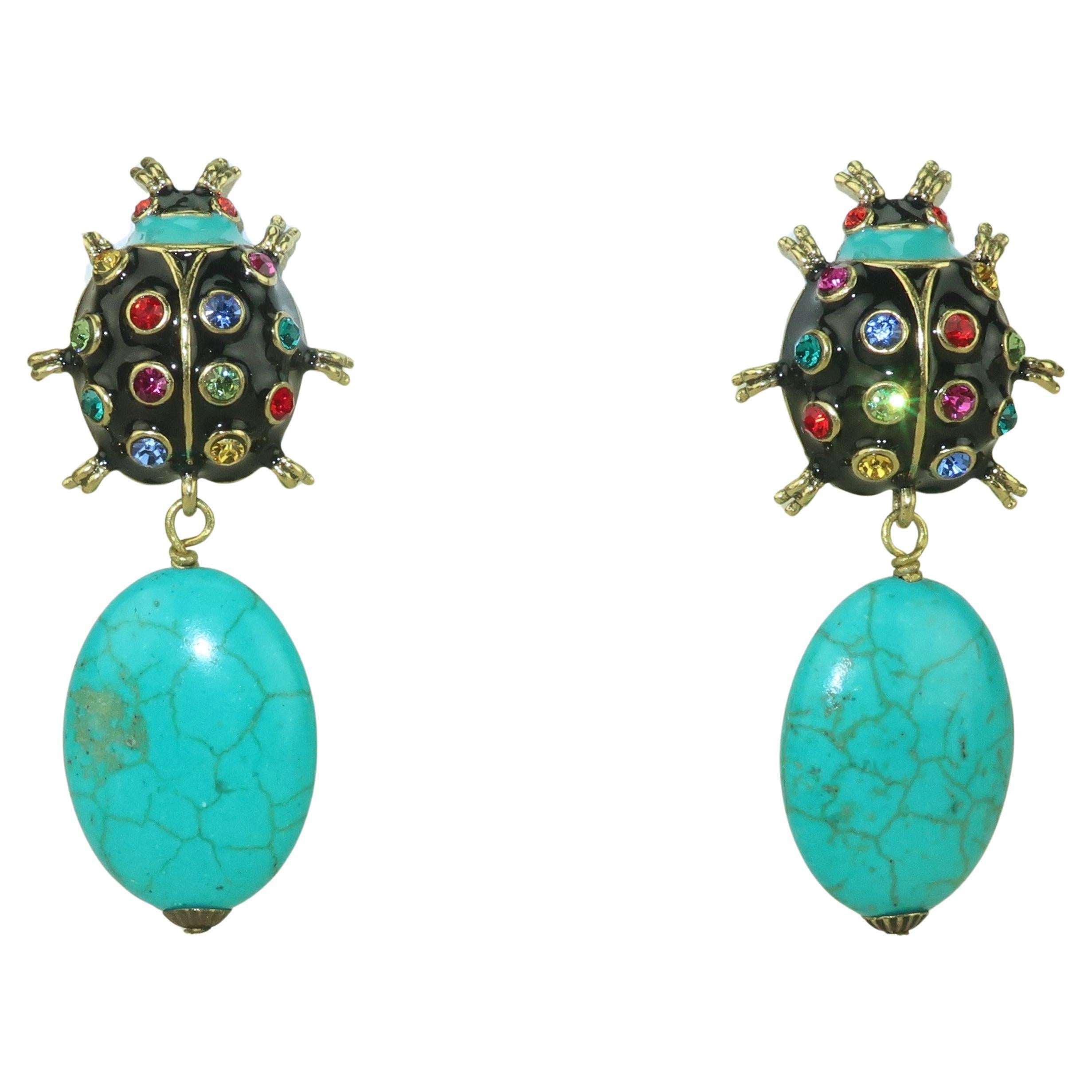 HEIDI DAUS ‘Critter Couture’ Ladybug Dangle Earrings For Sale