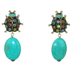 HEIDI DAUS Pendientes colgantes "Critter Couture" Mariquita