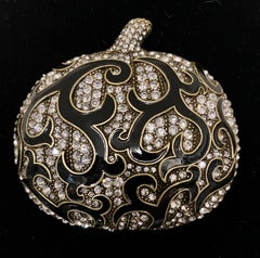 Heidi Daus Dazzling Damask Pumpkin Crystal and Enamel Pin Brooch Swarovski