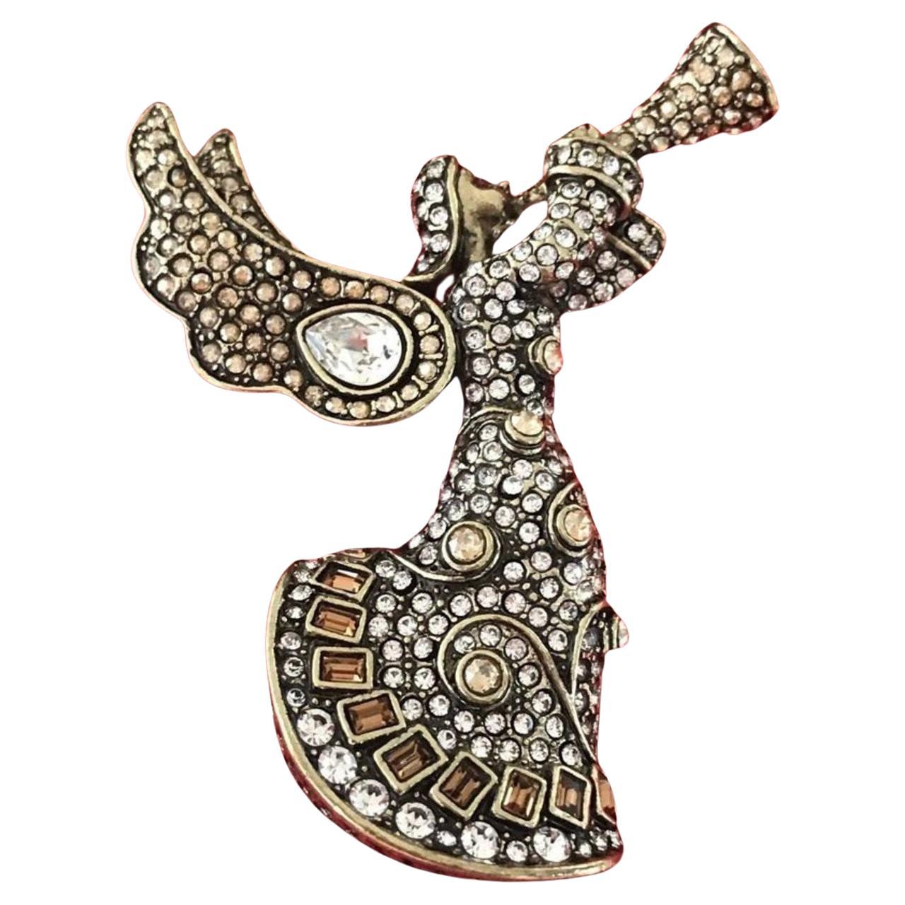 Modern Heidi Daus Divine Messenger Angel Crystal Accented Pin Brooch For Sale