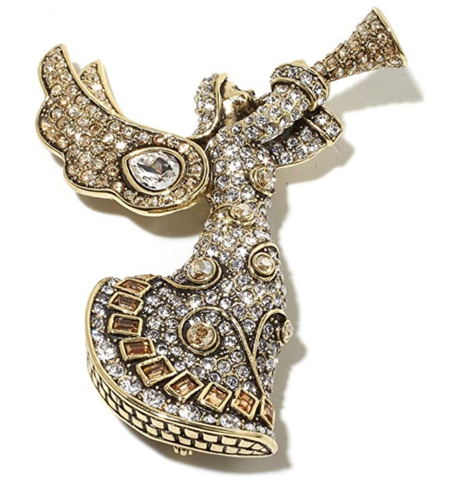 Heidi Daus Divine Messenger Angel Crystal Accented Pin Brooch In New Condition For Sale In Houston, TX