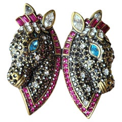 Heidi Daus “Double Stallion” Crystal Pave Brooch