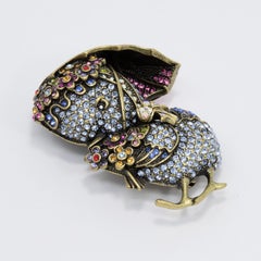 Heidi Daus Duck Tales Umbrella Pin Brooch, Pink Enamel and Pave Crystals