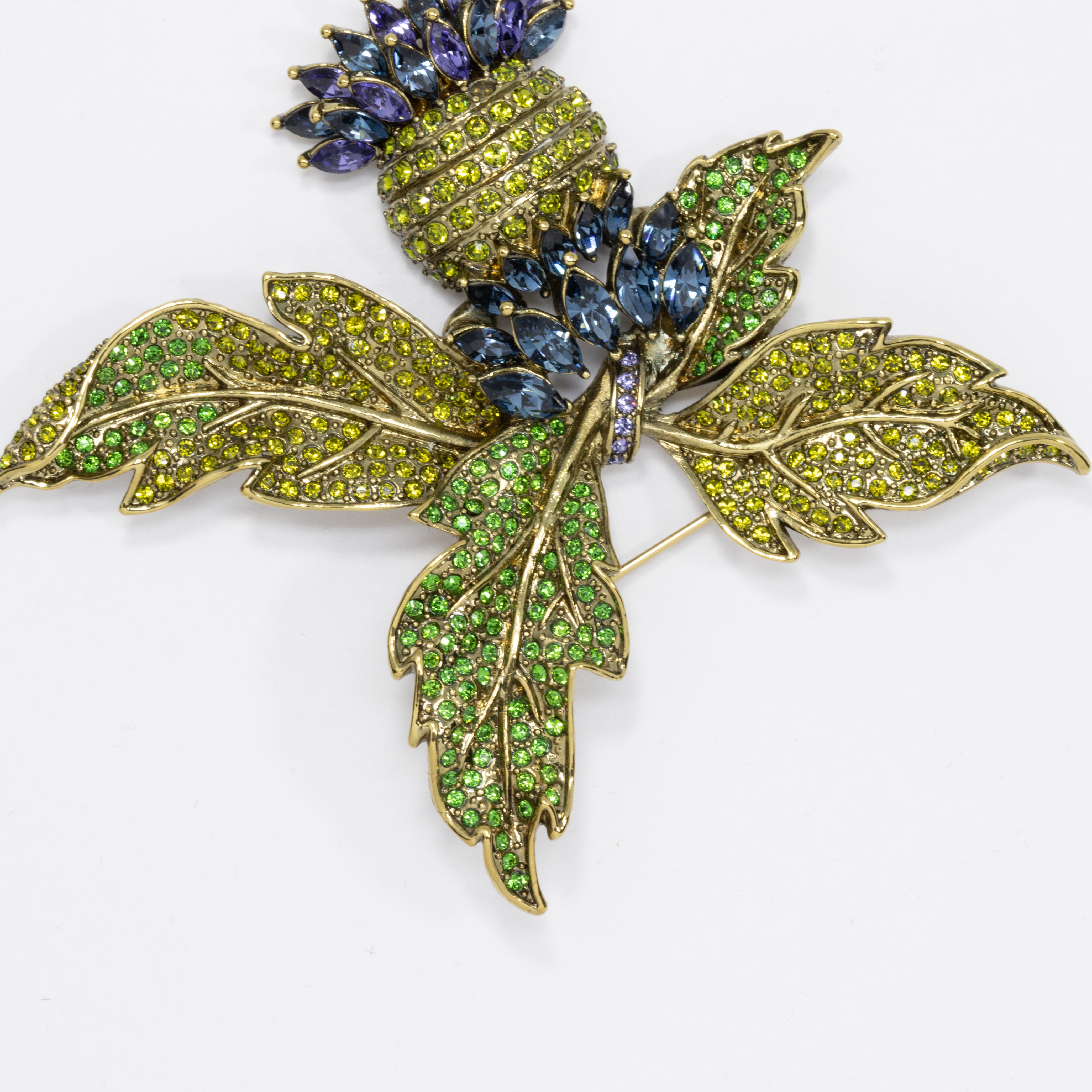 Heidi Daus Embellished Leaf and Fruit Pave Crystal Brooch In New Condition In Milford, DE