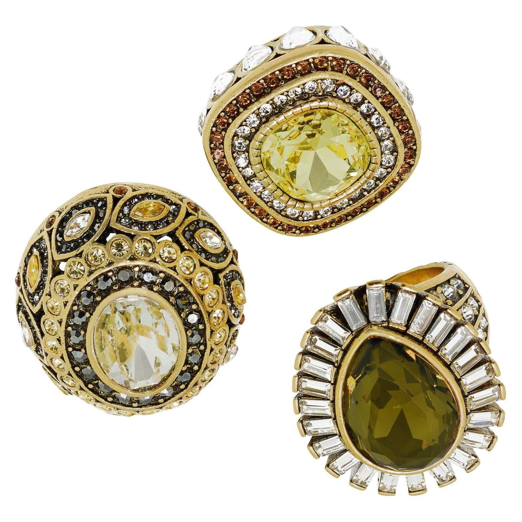 Modern Heidi Daus Enchante Magnetic Ring Set of 3 Gold Multi For Sale