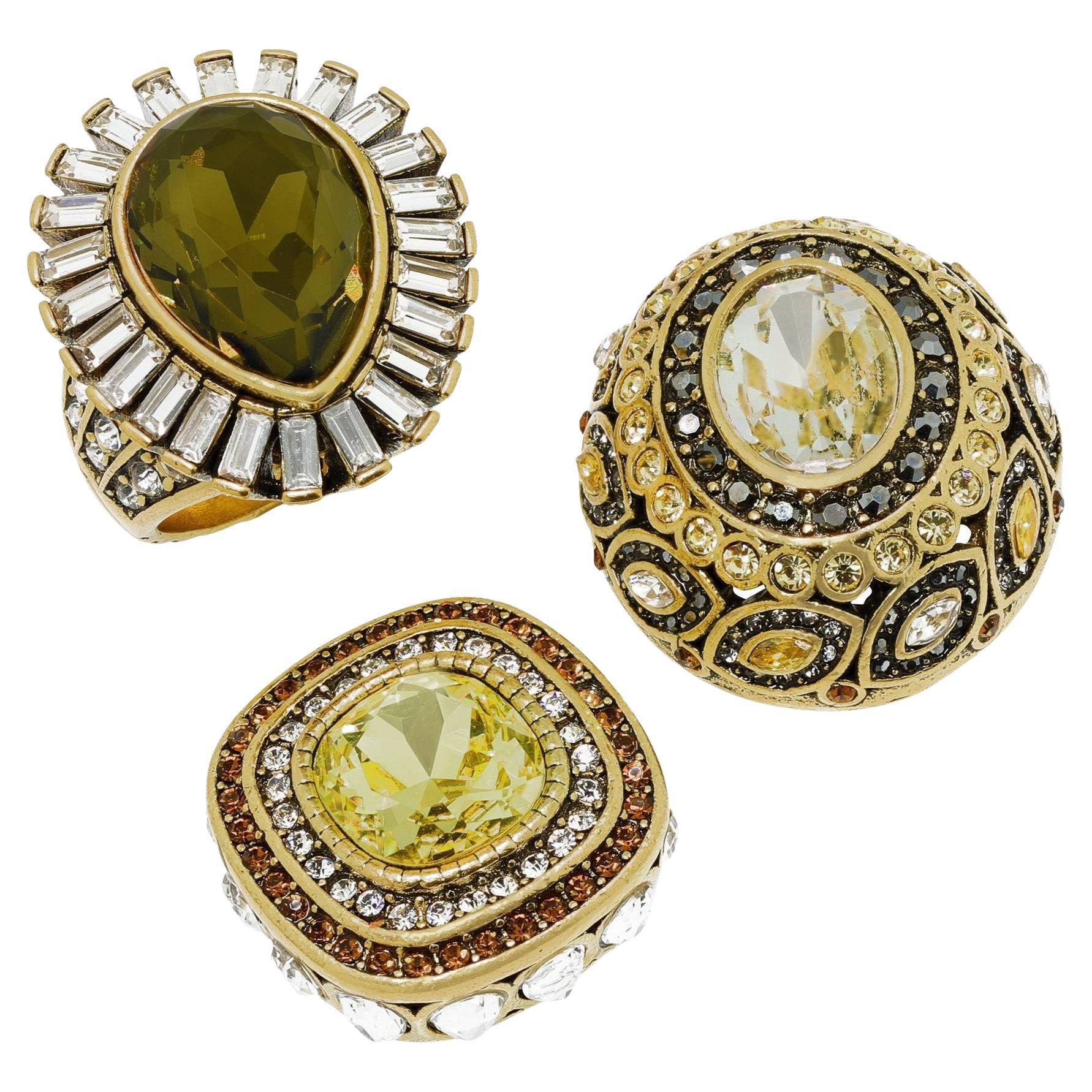 Heidi Daus Enchante Magnetic Ring Set of 3 Gold Multi For Sale