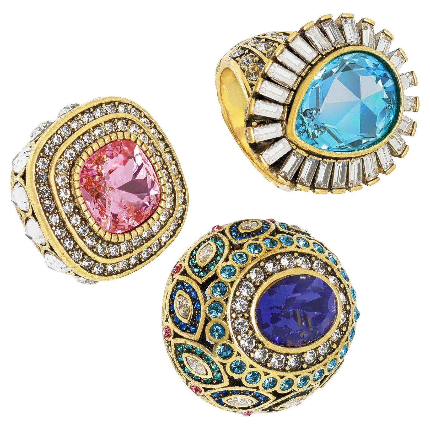 Modern Heidi Daus Enchante Magnetic Ring Set of 3 Pink Multi For Sale