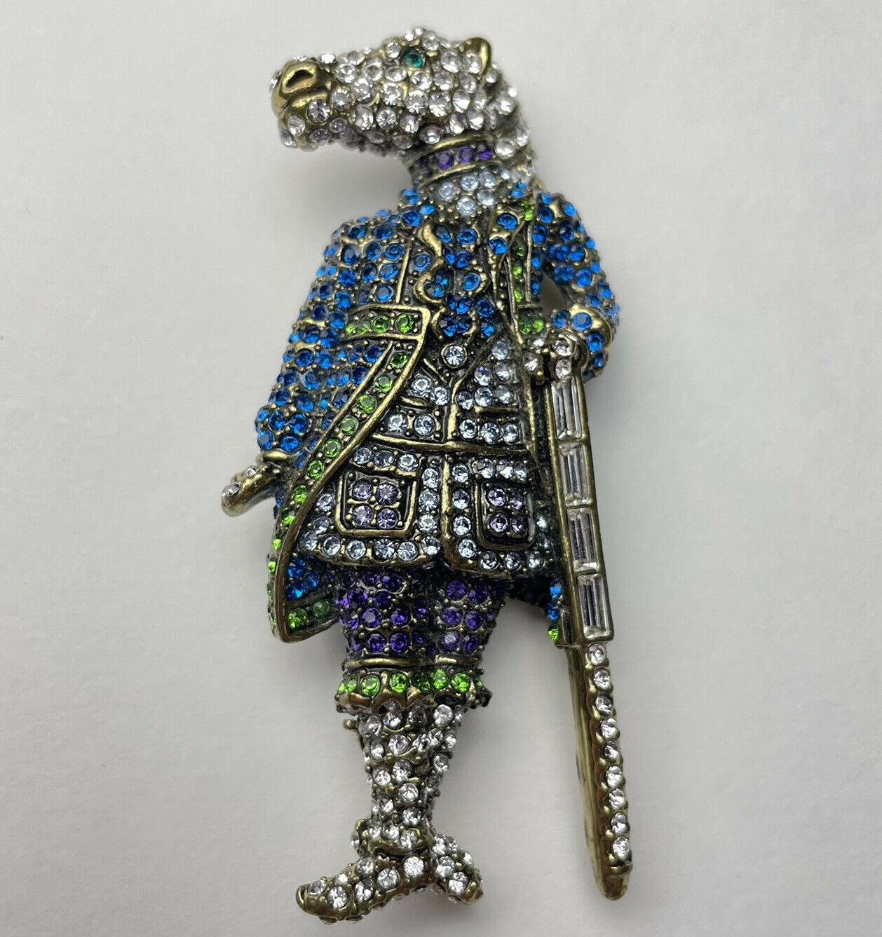 Simply Delightful! Beautiful Designer Signed Heidi Daus Equine Dandy Alice Through the Looking Glass Crystal Signed Brooch; encrusted with Multi-Color Sparking Crystals. For that Special Someone…Including you! 
