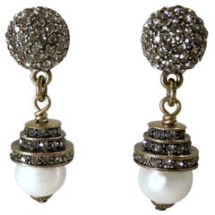 Heidi Daus Faux Pearl & Crystal Earrings