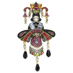 Heidi Daus "Geisha Glamour" Crystal and Enamel Pin Brooch