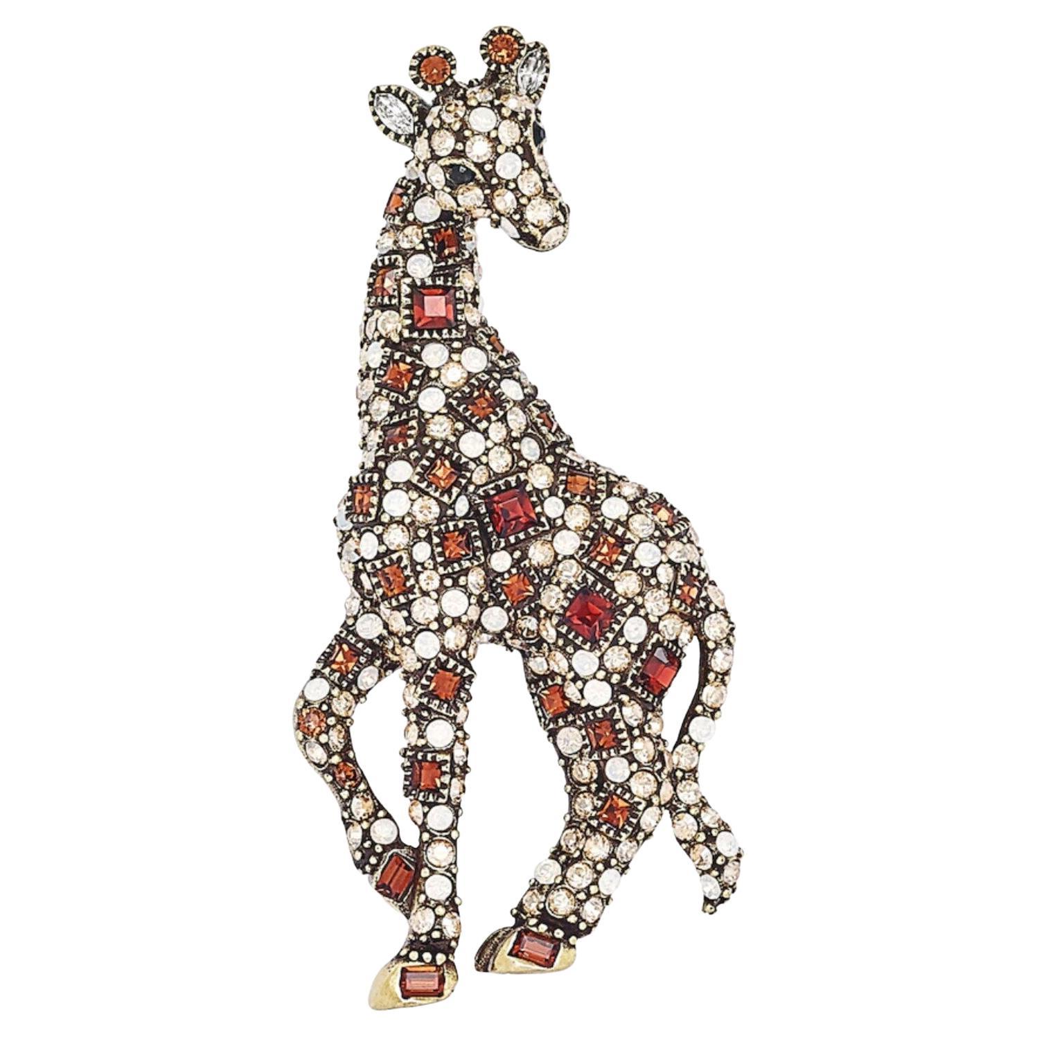 Heidi Daus Georgette Giraffe Crystal Accented Pin Brooch For Sale
