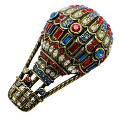 HEIDI DAUS gold tone swarovski crystals hot air balloon designer brooch