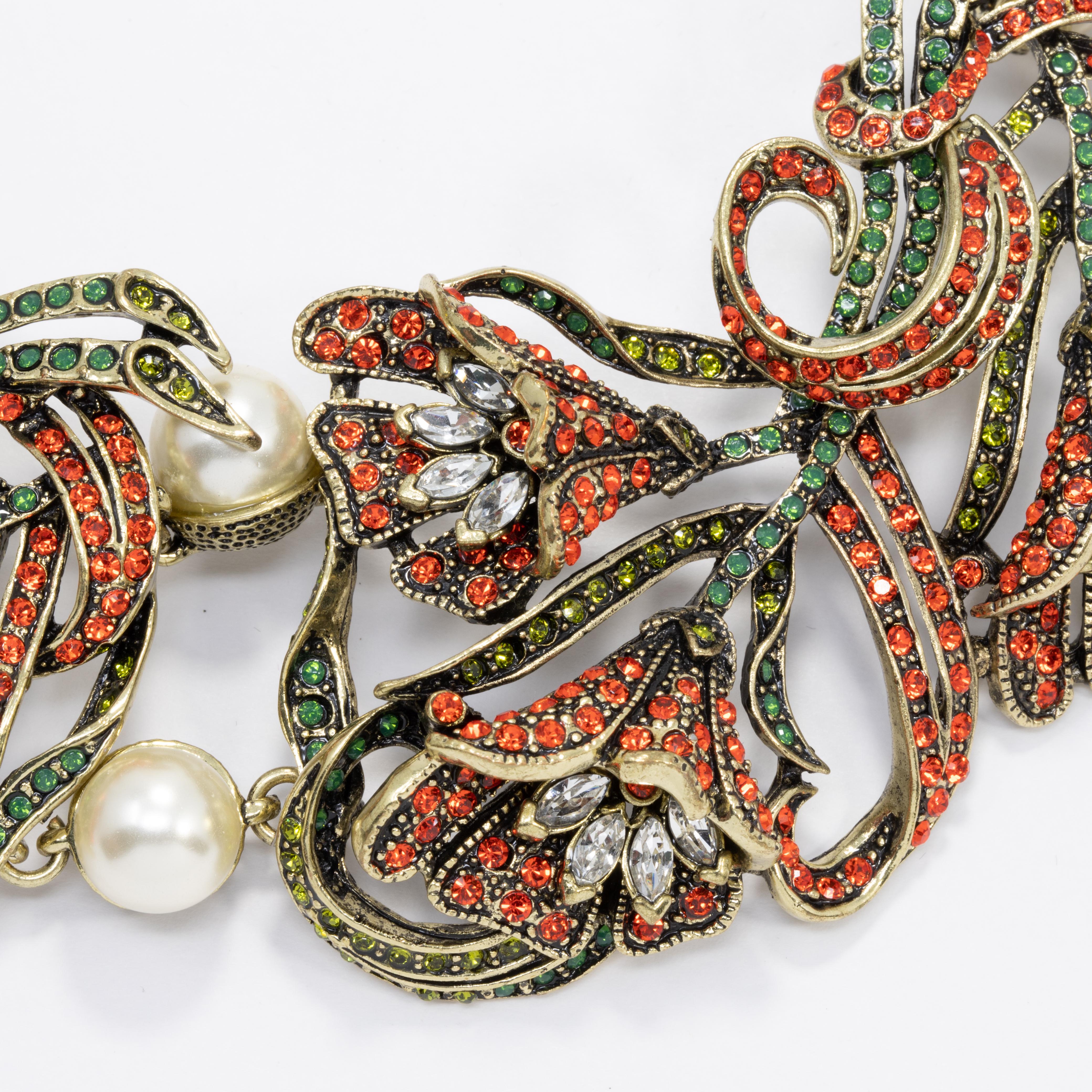 Heidi Daus Collier à maillons en cristal multicolore et fausses perles en forme de fleurs du ciel en vente 1