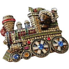 Heidi Daus "Holiday Express" Broche Tren Pave Cristales Multicolor