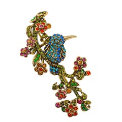 Heidi Daus Humming Harmony Crystal Accented Bird Pin Brooch Set