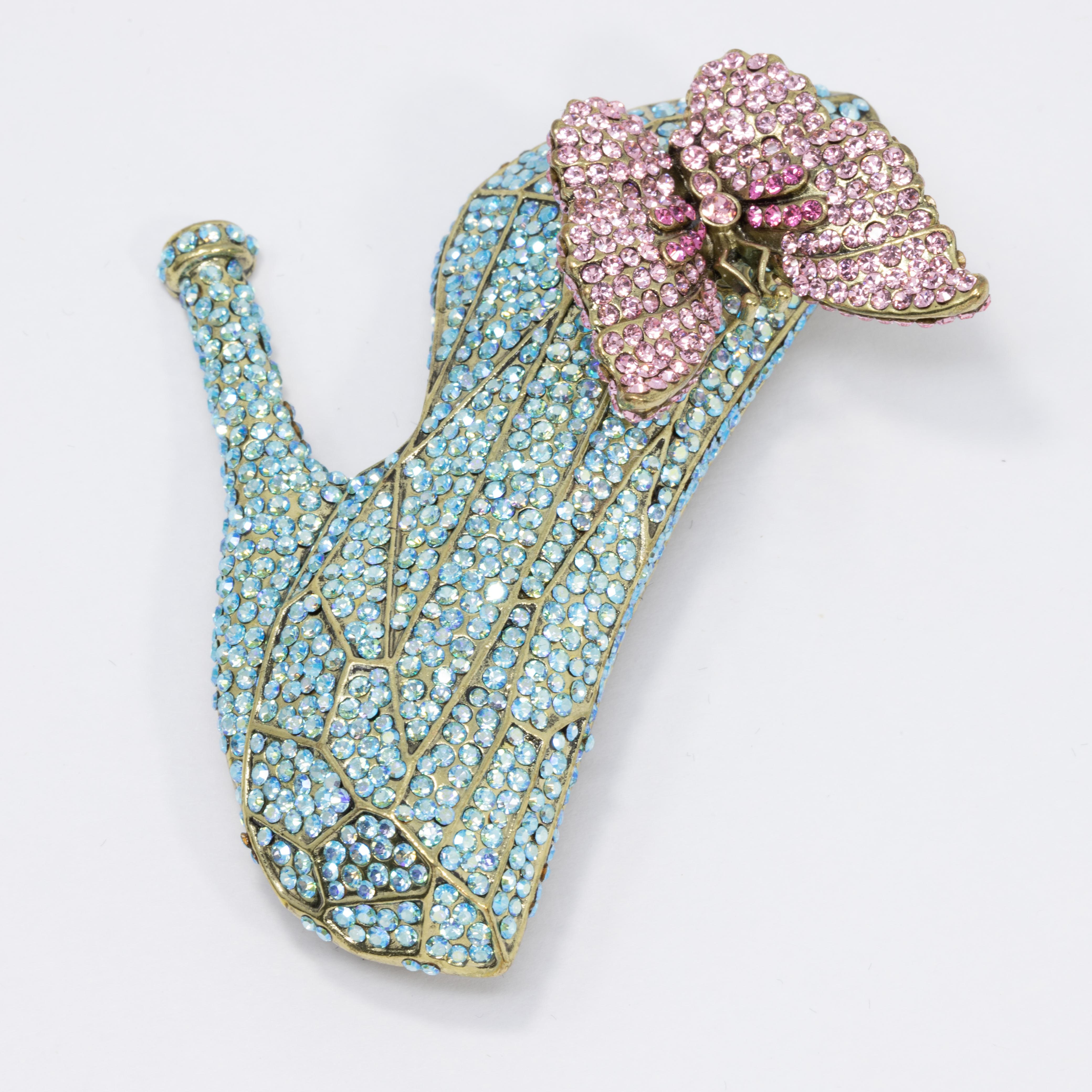 Heidi Daus If the Shoe Fits Glass Slipper and Butterfly Pin Brooch, Crystals In New Condition In Milford, DE