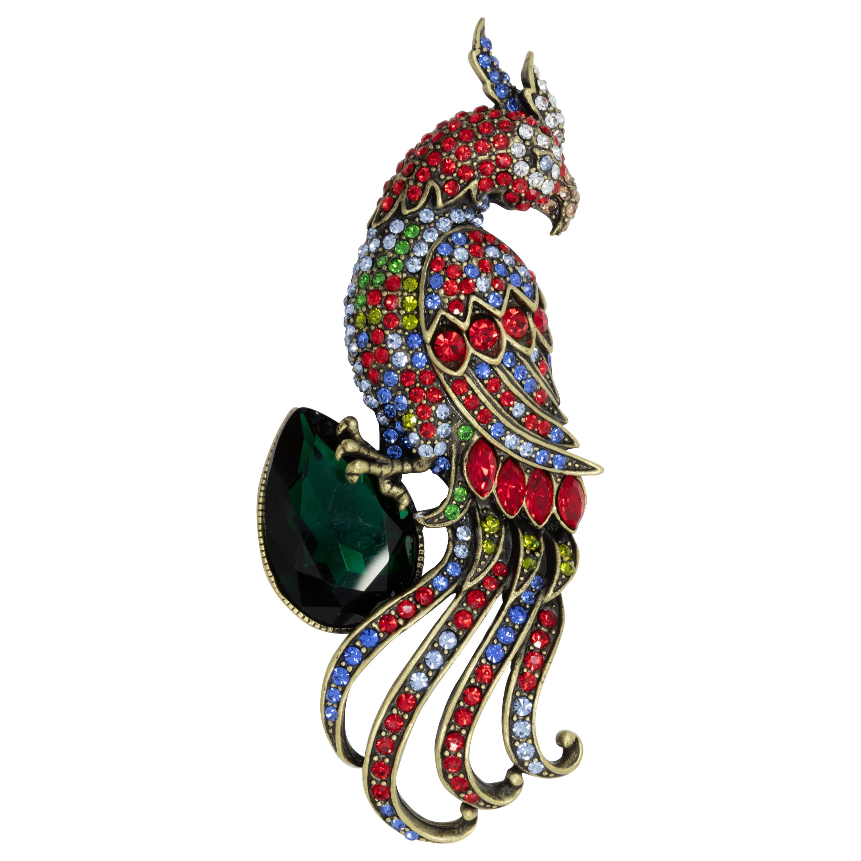 Heidi Daus Jeweled Bird Pin Brooch, Exotic Pave Crystal Design For Sale