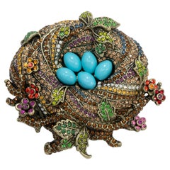Heidi Daus Lark Nest Crystal Accented Pin Symbolizes Love Life & Family Together