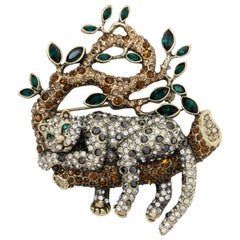 Heidi Daus "Lazy Leopard" Pin Brooch, Pave Crystal