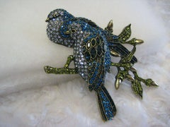 Heidi Daus Love Doves Birds Crystal Pin Brooch Swarovski Crystals Rare