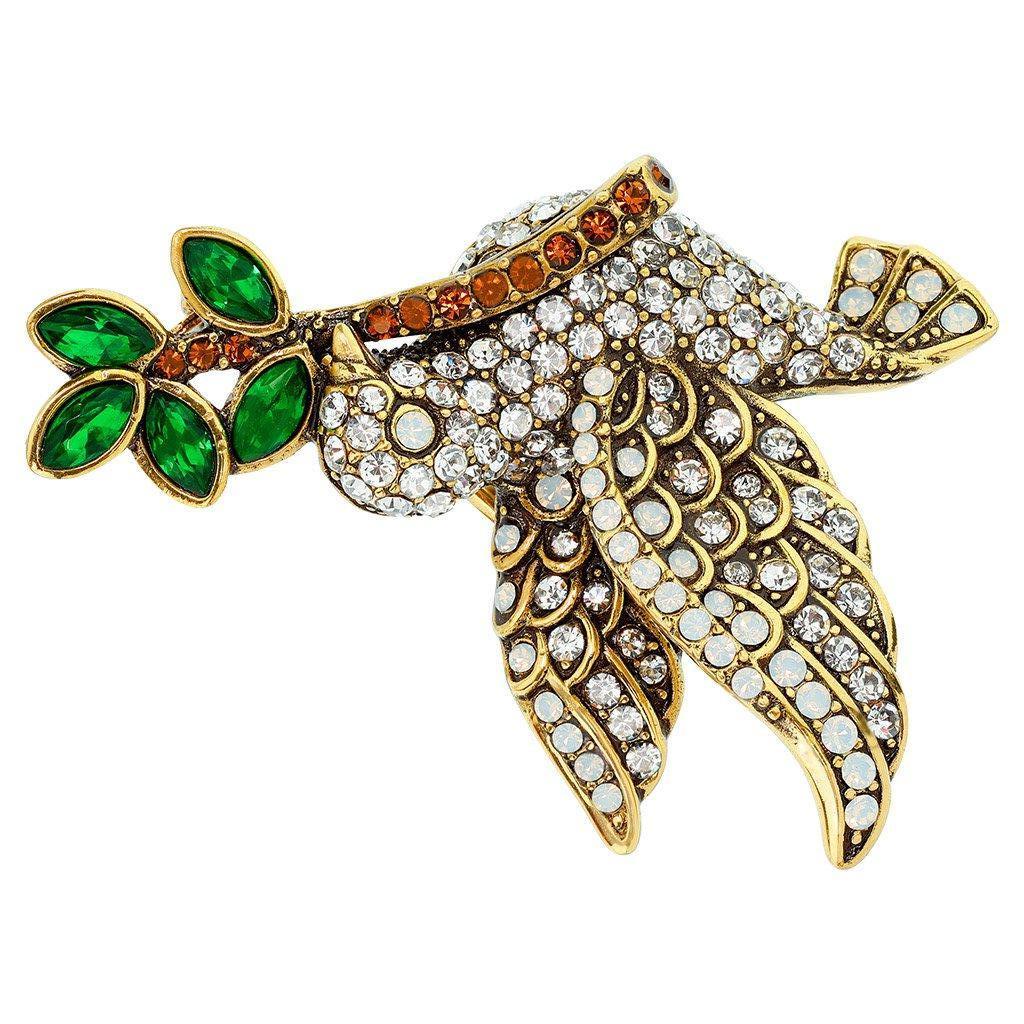 Modern Heidi Daus Lovey Dovey Birds Crystal Accented Pin Brooch  For Sale