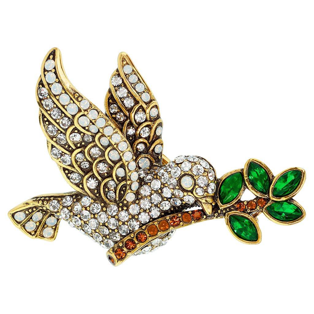 Heidi Daus Lovey Dovey Birds Crystal Accented Pin Brooch  In New Condition For Sale In Houston, TX