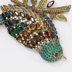 Heidi Daus Marquise Madness Jeweled Perched Bird Pin Brooch