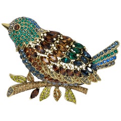 Heidi Daus Marquise Madness Jeweled Perched Bird Pin Brooch