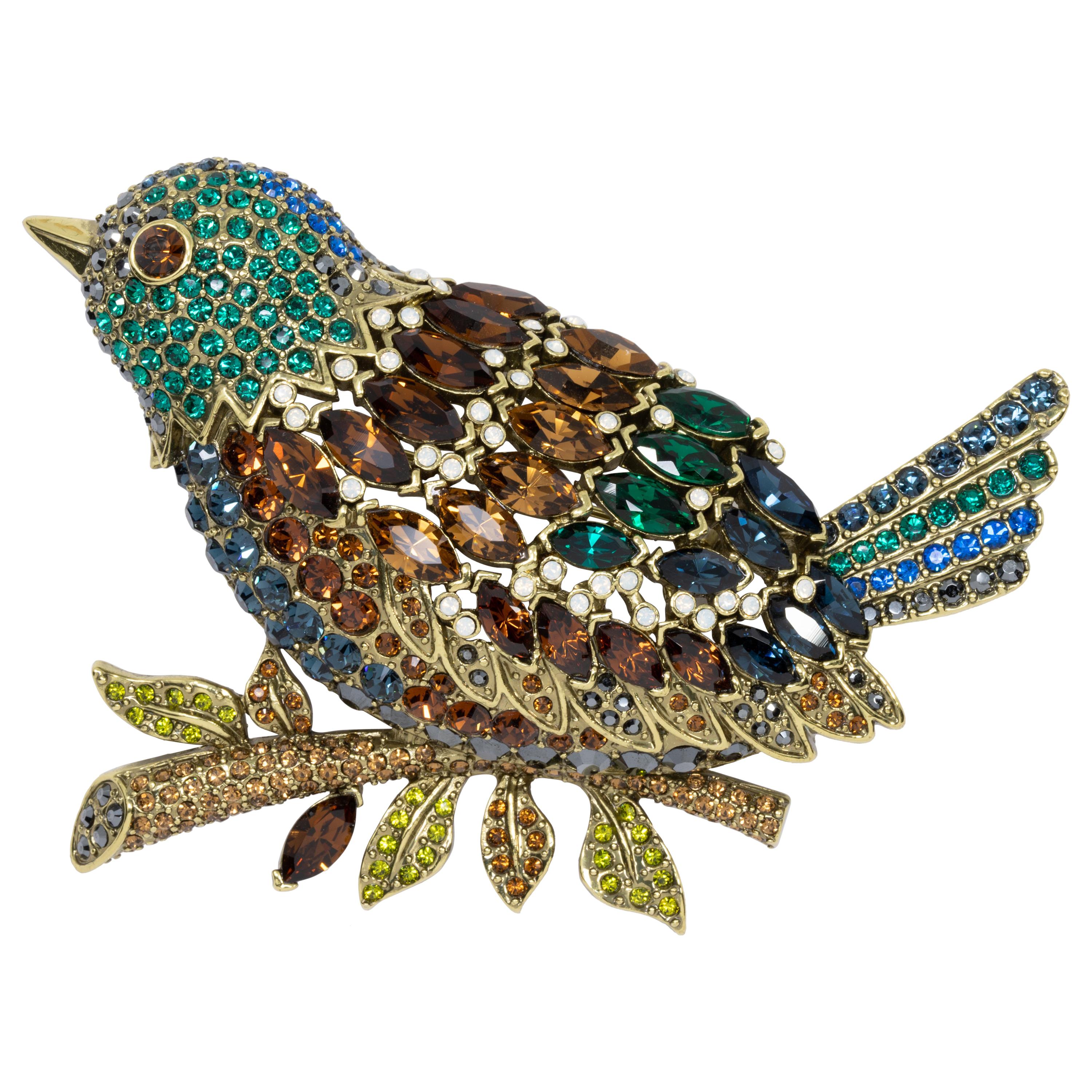 Heidi Daus Marquise Madness Jeweled Perched Bird Pin Brooch