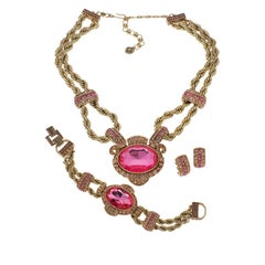 Heidi Daus New Chain of Events Necklace, Bracelet and Earrings 3pc Set ROSE