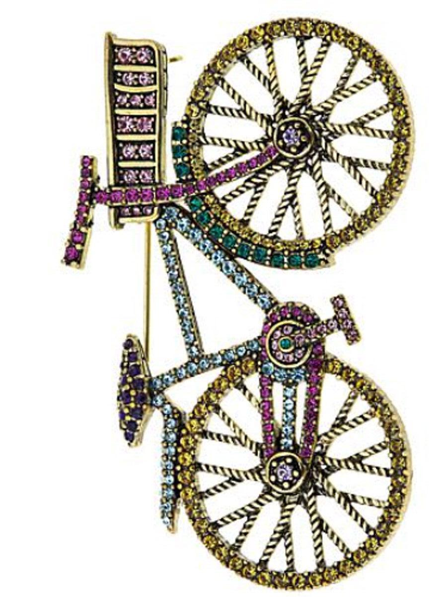 Modern Heidi Daus Pedal Perfection Crystal Accented Bicycle Pin Brooch