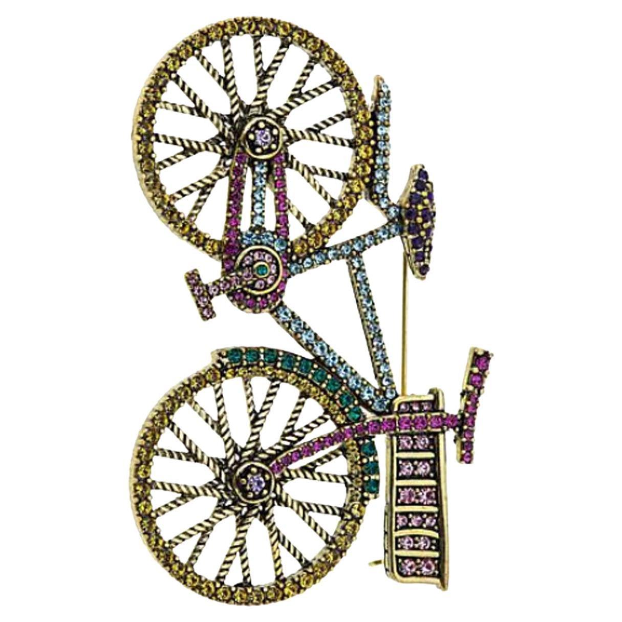 Heidi Daus Pedal Perfection Crystal Accented Bicycle Pin Brooch Magnificent Must Have Piece!!
Detailed, colorful, crystal encrusted bicycle with basket. Measures approx. 1-3/4