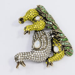Heidi Daus Quackers Duck Pin Brooch, Colorful Pave Crystals and Faux Opals
