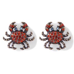 Heidi Daus Queen Crab Pin Brooch & Earring 'Pierced' Red Version Set