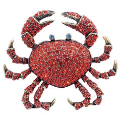 Heidi Daus Queen Crab Broche et boucles d'oreilles version rouge (piquée)