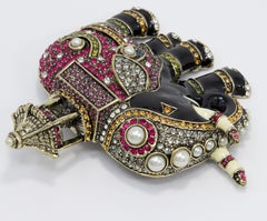 Heidi Daus Queen of Siam Jeweler Elephant Pin Brooch, Faux Pearl, Pave Crystals