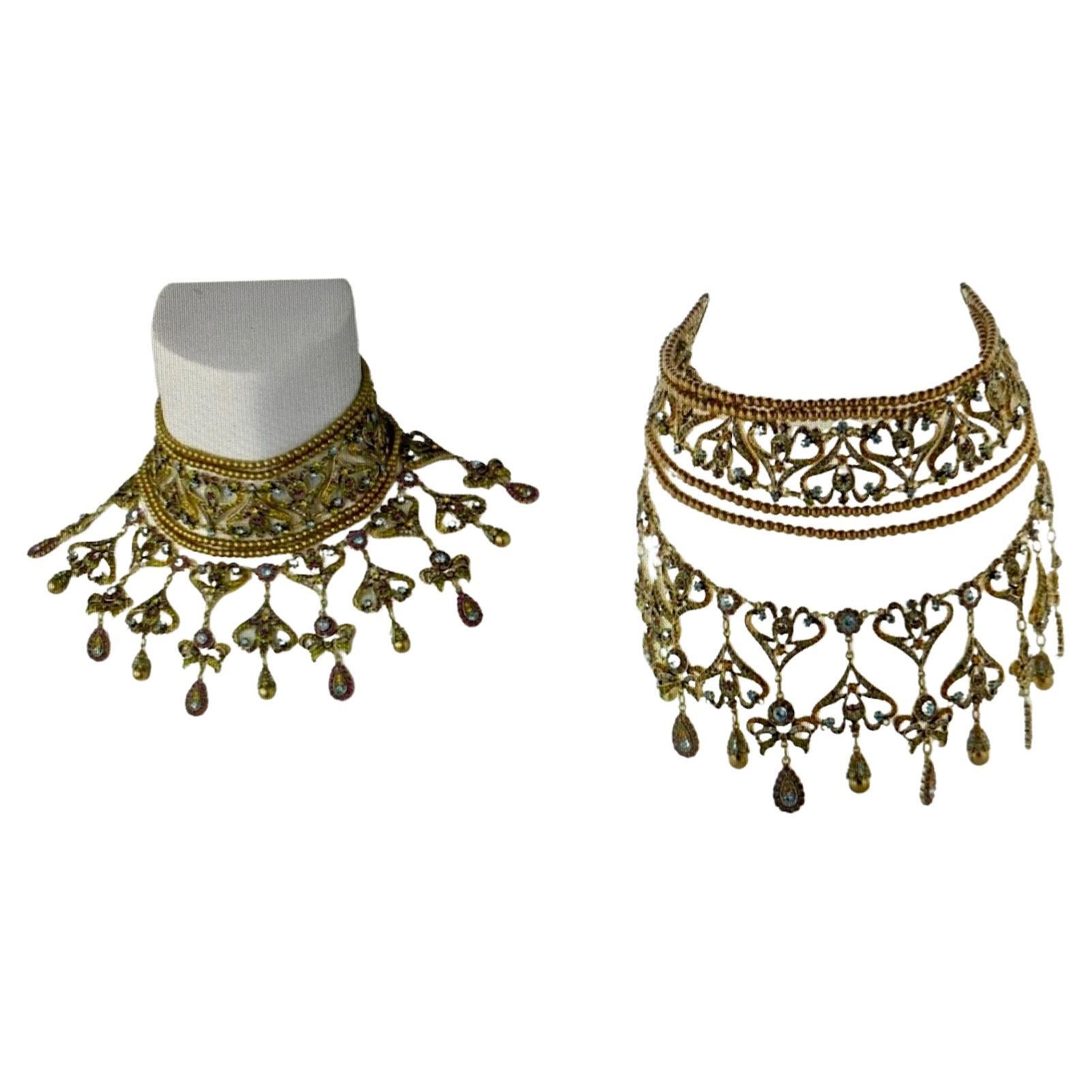 Heidi Daus Verführerische Fantasie Gold Choker mit Perlenhalskette SWAROVSKI SELTEN im Angebot 1